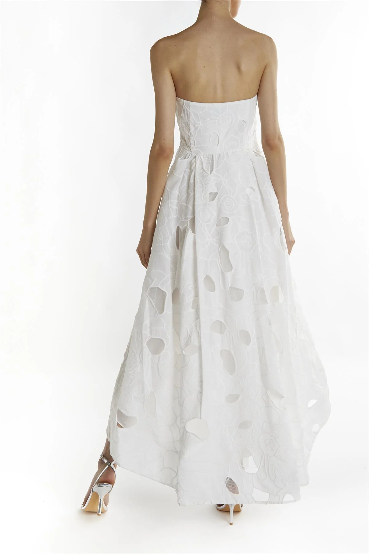 Kaia White Bandeau Hi-Lo Midi Dress