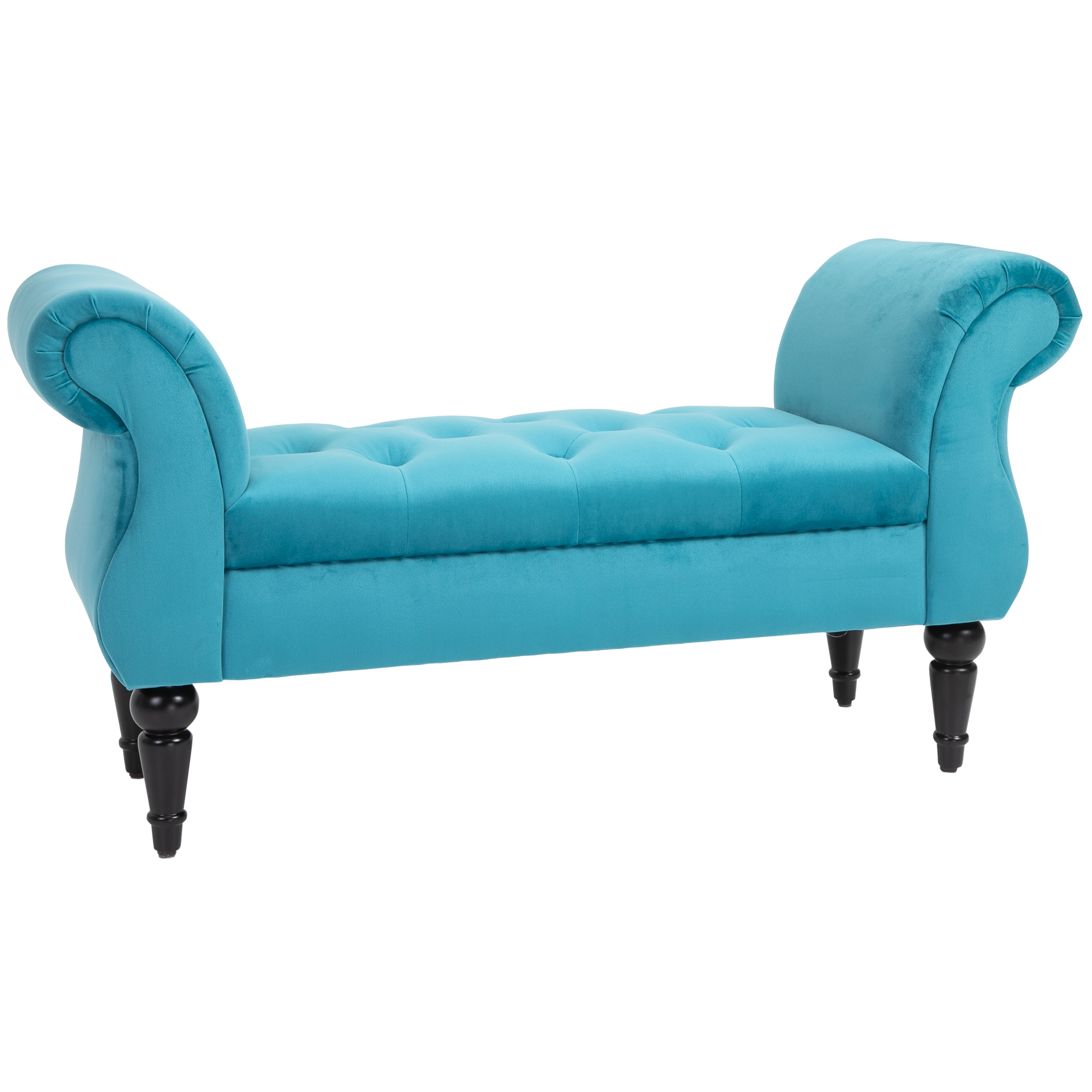 HOMCOM Sitzbank im Vintage-Stil, Holzrahmen und Chesterfield-gepolsterte Sitzfläche, Blau 117 x 40 x 58cm
