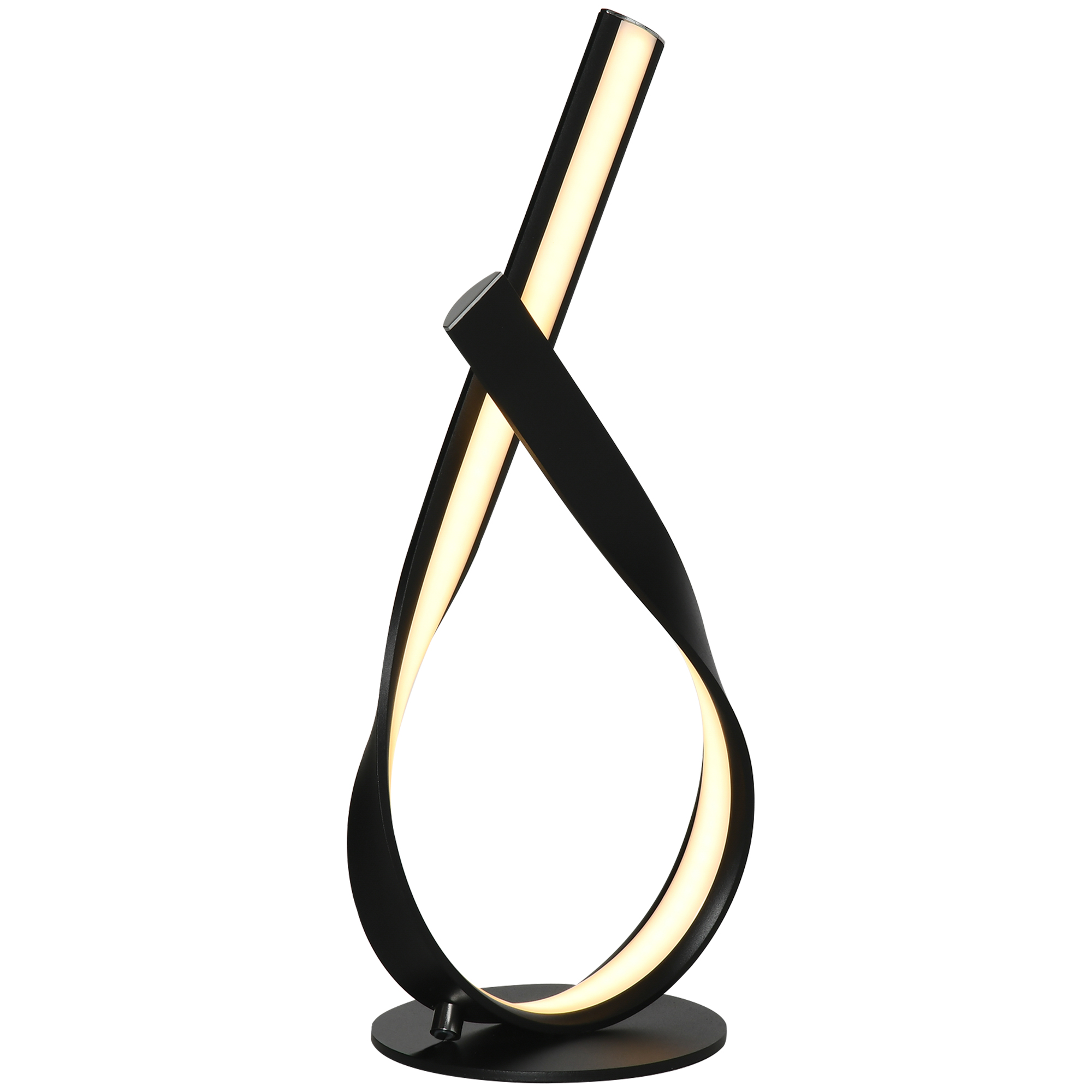 HOMCOM Moderne Tischlampe - Design-Spirallampe - dim. 21L x 15B x 43H cm - Schwarz, LED warmweiß