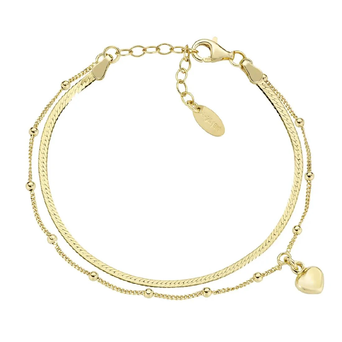 Bracciale Amen doppia catena con cuore dorata BR2PICUG