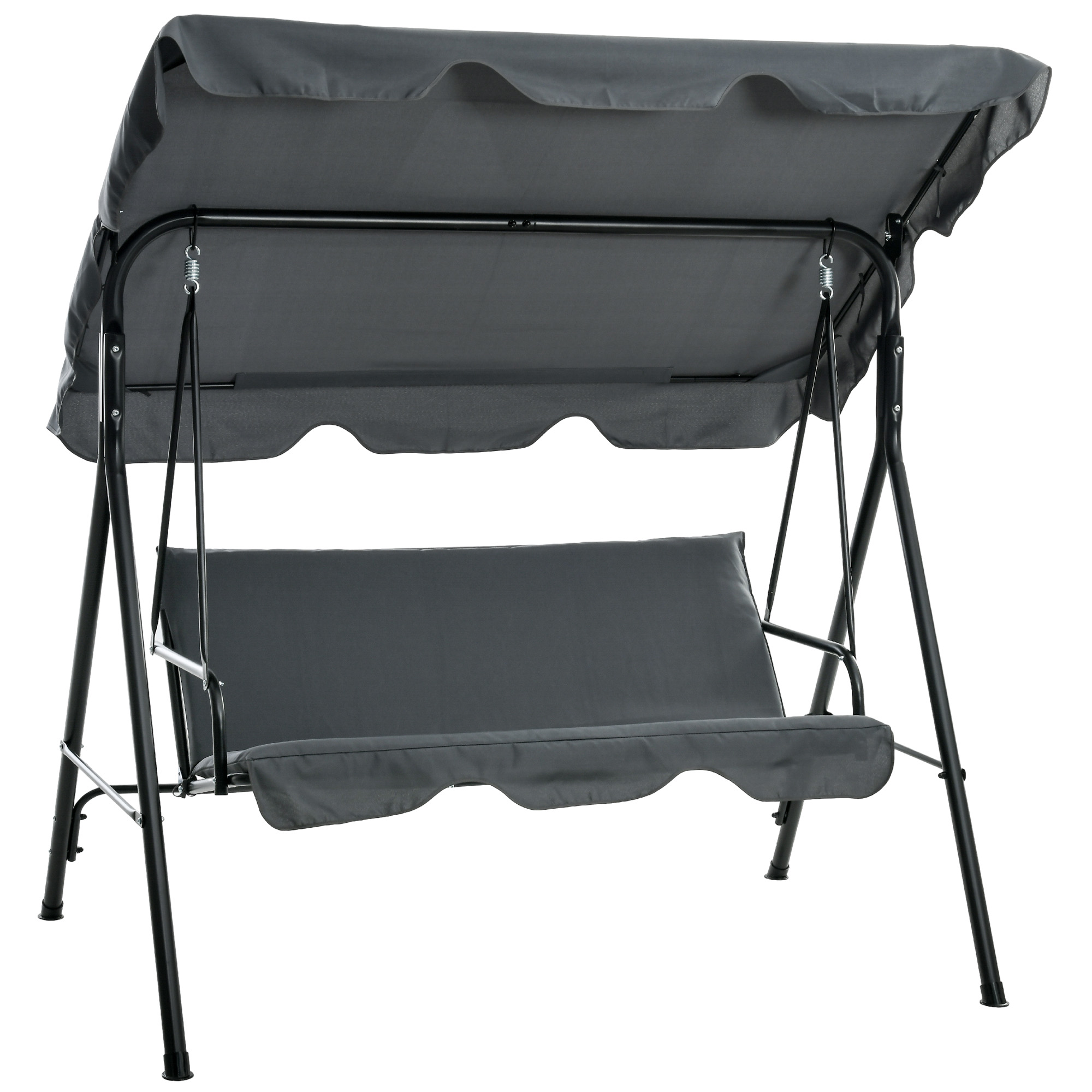 Outsunny Hollywoodschaukel, Gartenschaukel, 3-Sitzer Schaukelbank mit Dach, Stahl, 172 x 110 x 153 cm, Grau