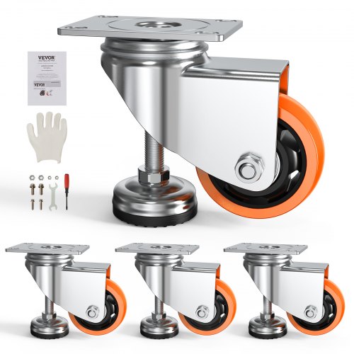 VEVOR Nivellierrollen, verstellbare PVC-Rolle mit Plattenmontage, 720 lbs, 4er-Set