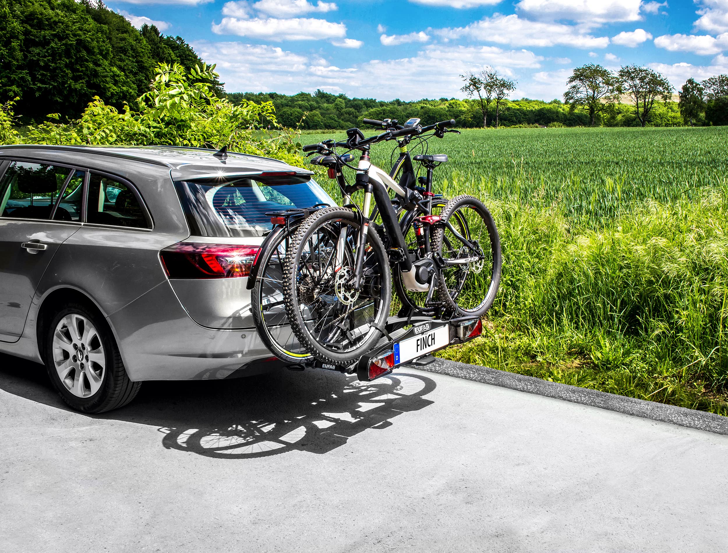 Fahrradträger für 2 Fahrräder, FINCH, für max. 3 Zoll Reifenbreite, Radstand bis 130 cm, abklappbar und abschließbar