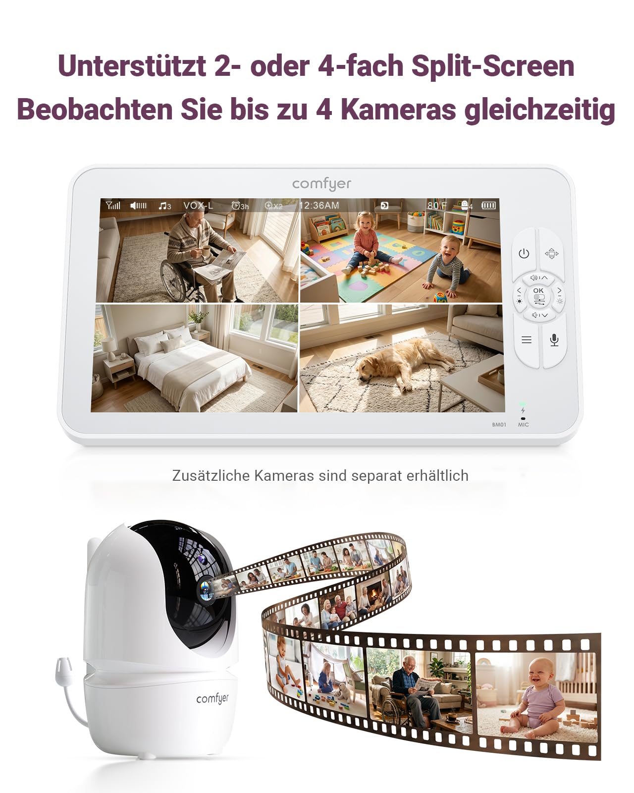 Babyphone mit 2 Kameras und 7