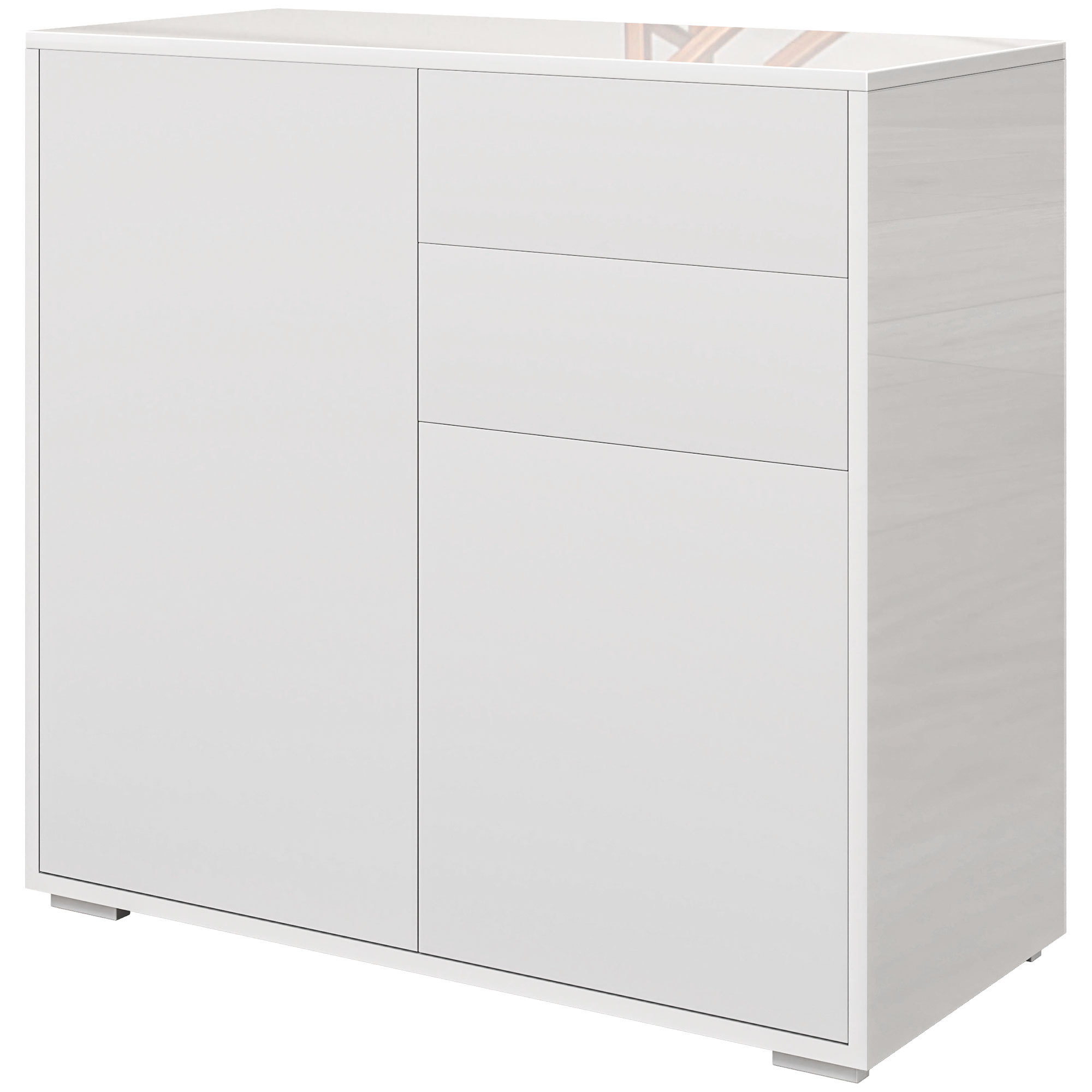 HOMCOM Aufbewahrungsschrank mit 2 Schubladen, 2 Türen, mit Kippschutz, für Wohnzimmer, Schlafzimmer, 79 x 36 x 74 cm, Weiß