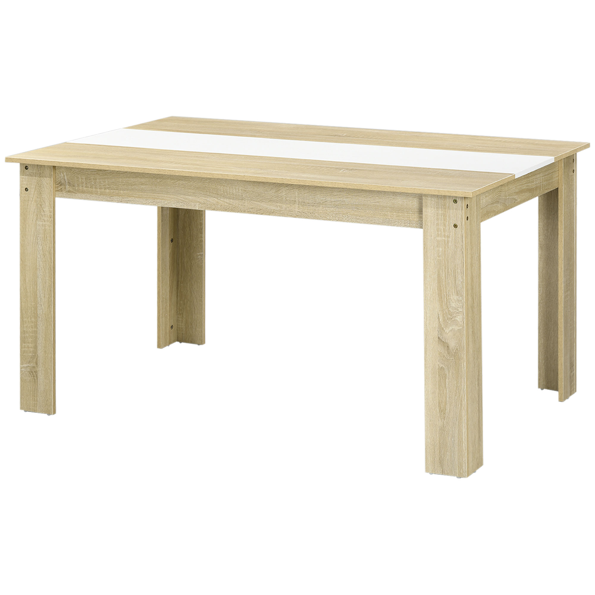 HOMCOM Esstisch für 6 Personen in Natur- und Weißholzoptik, Maße: 140L x 90B x 75H cm