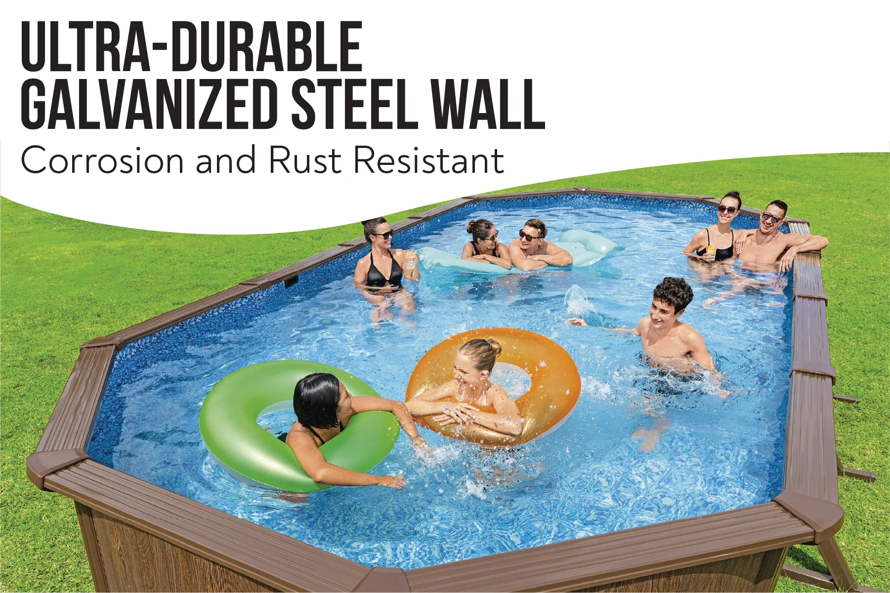 2025 Kit per piscina ovale Hydrium in acciaio effetto legno da 24 piedi x 52 pollici per piscina fuori terra