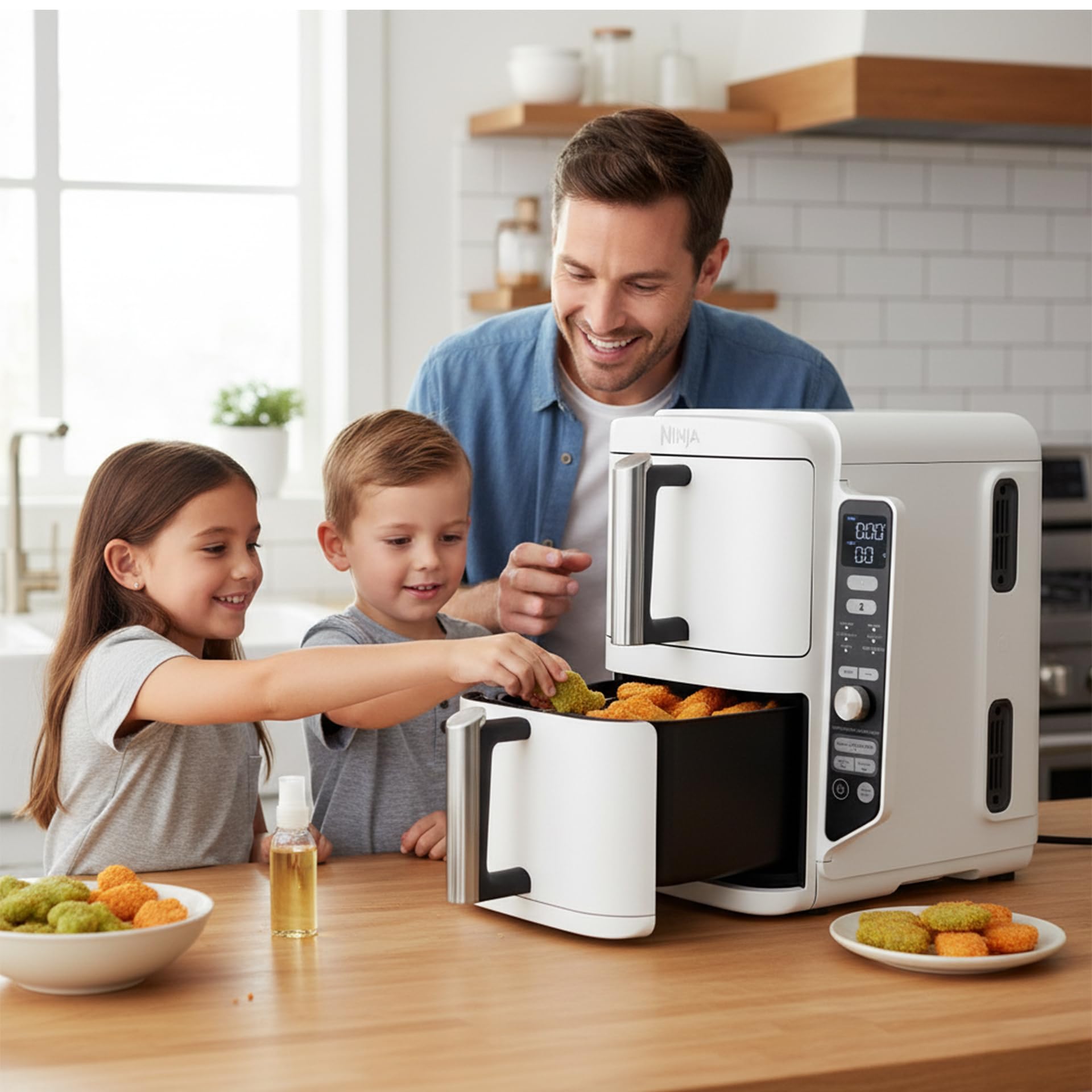 Heißluftfritteuse Ninja SL400EUWH Doppel XL mit 9,5 L und 6 Programmen, 2470 W, weiß