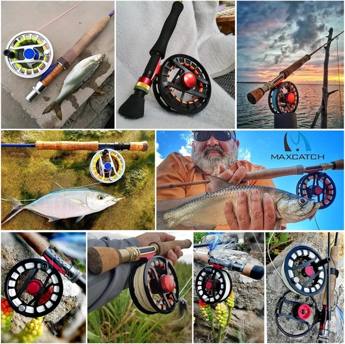 Fliegenfischerrolle, Fliegenfischen Reel Multi Disc Drag Wasserdicht Salzwasser Süßwasser Schwarz Mehrere Größen(Black Reel,10000 Series)