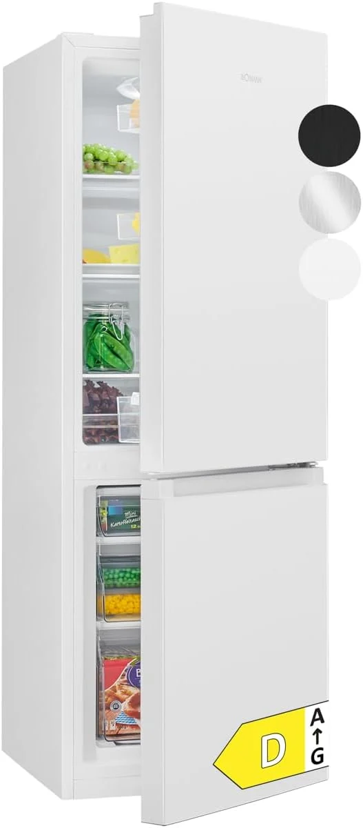 Bomann Kühl-Gefrierkombination, 143 cm, 39 dB, 175 L, Weiß, Kühlschrank mit Gefrierfach, Energieklasse D, Kühl Gefrierkombination leise