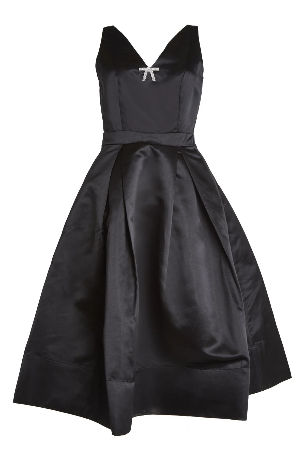 Aubrey Black V-Neck Puff Skirt Midi Dress