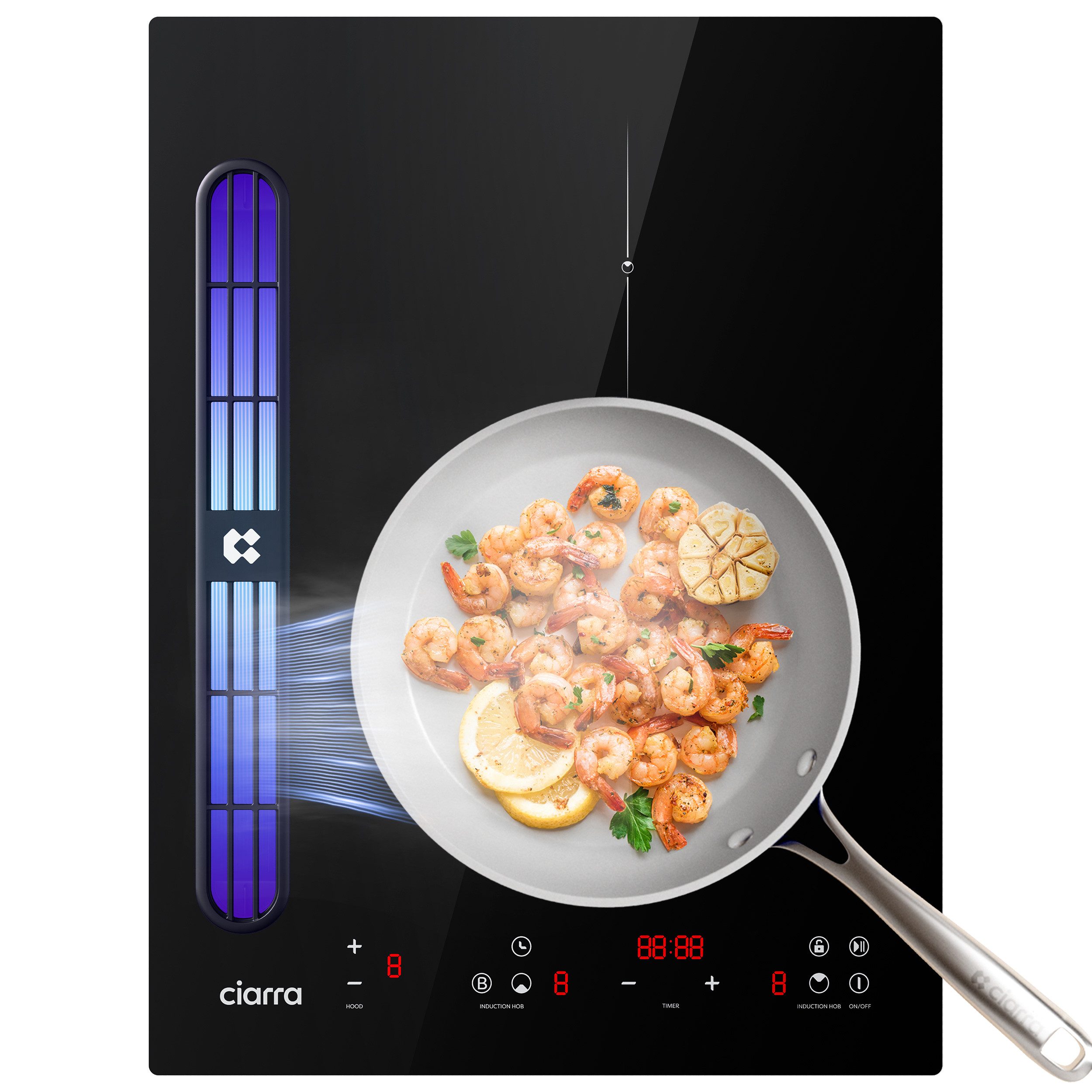 Kochfeld mit Dunstabzug 39 cm Kochfeldabzug mit integriertem Plasma⁺-System 3565W CIARRA ONE CBBEH392B