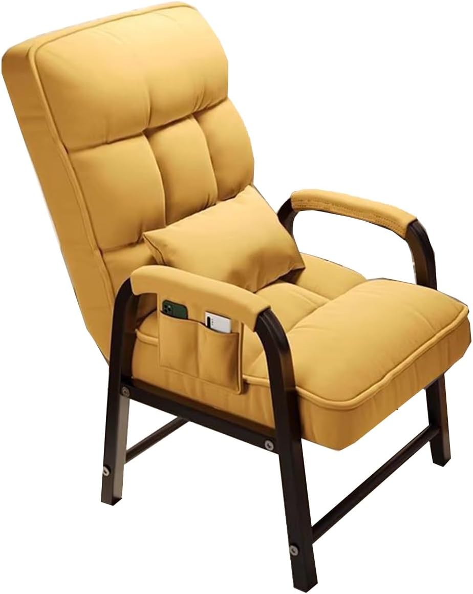 Sedia Da Ufficio In Tessuto Con Cuscino Lombare Poltrone Reclinabili Con Struttura In Metallo E Schienale Regolabile Poltrona Moderna Con Braccioli Imbottiti Per Sala Trucco(Yellow)