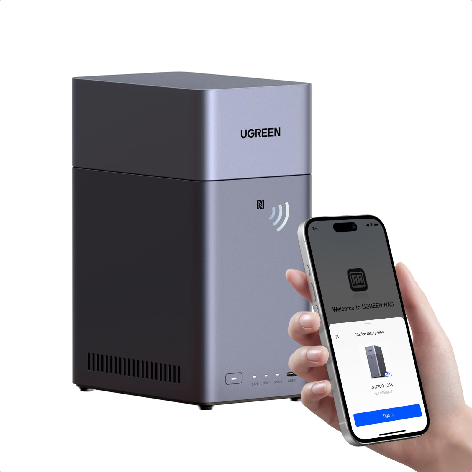 2-Bay NAS DH2300 4K Ultra HD HDMI DLNA NFC Dateifreigabe KI-Fotoverwaltung Windows macOS Android iOS Smart TV ohne HDD