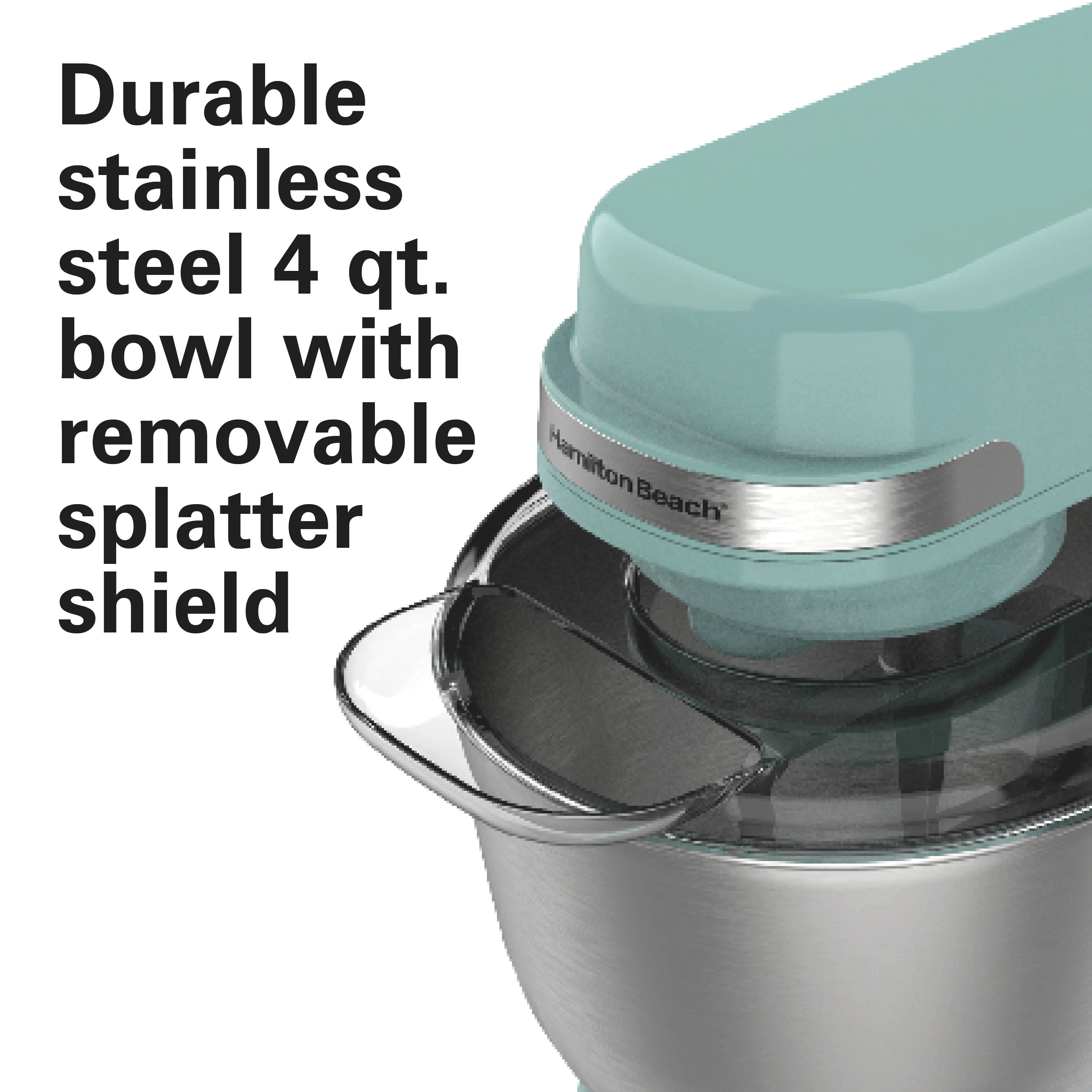 Hamilton Beach 4 Quart Stand Mixer for Kitchen, 7 Speeds, Tilt-Head, Dough Hook, Whisk & Flat Beater, White