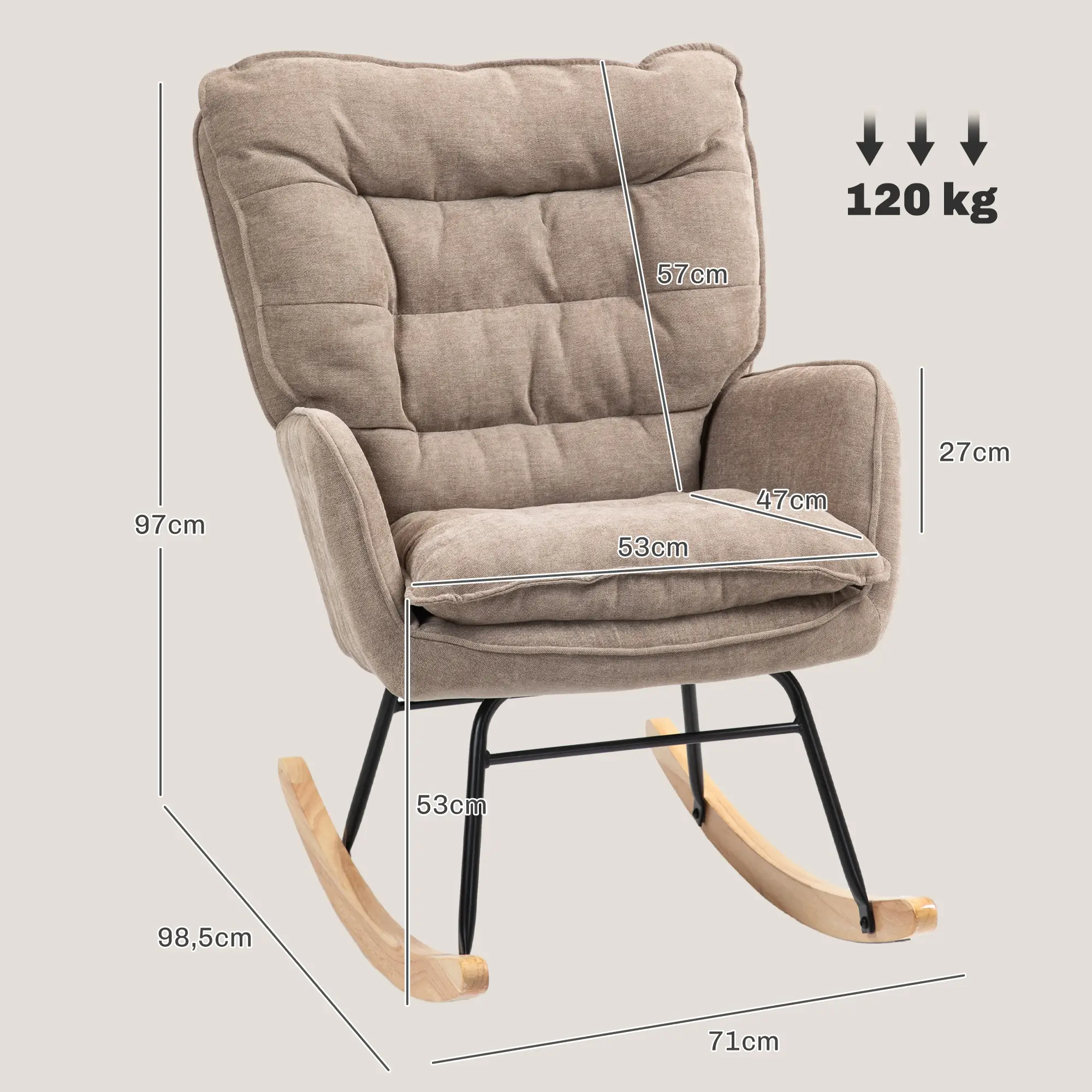 HOMCOM Schaukelstuhl Schwingsessel sanftes Schaukeln Chenille-Komfort