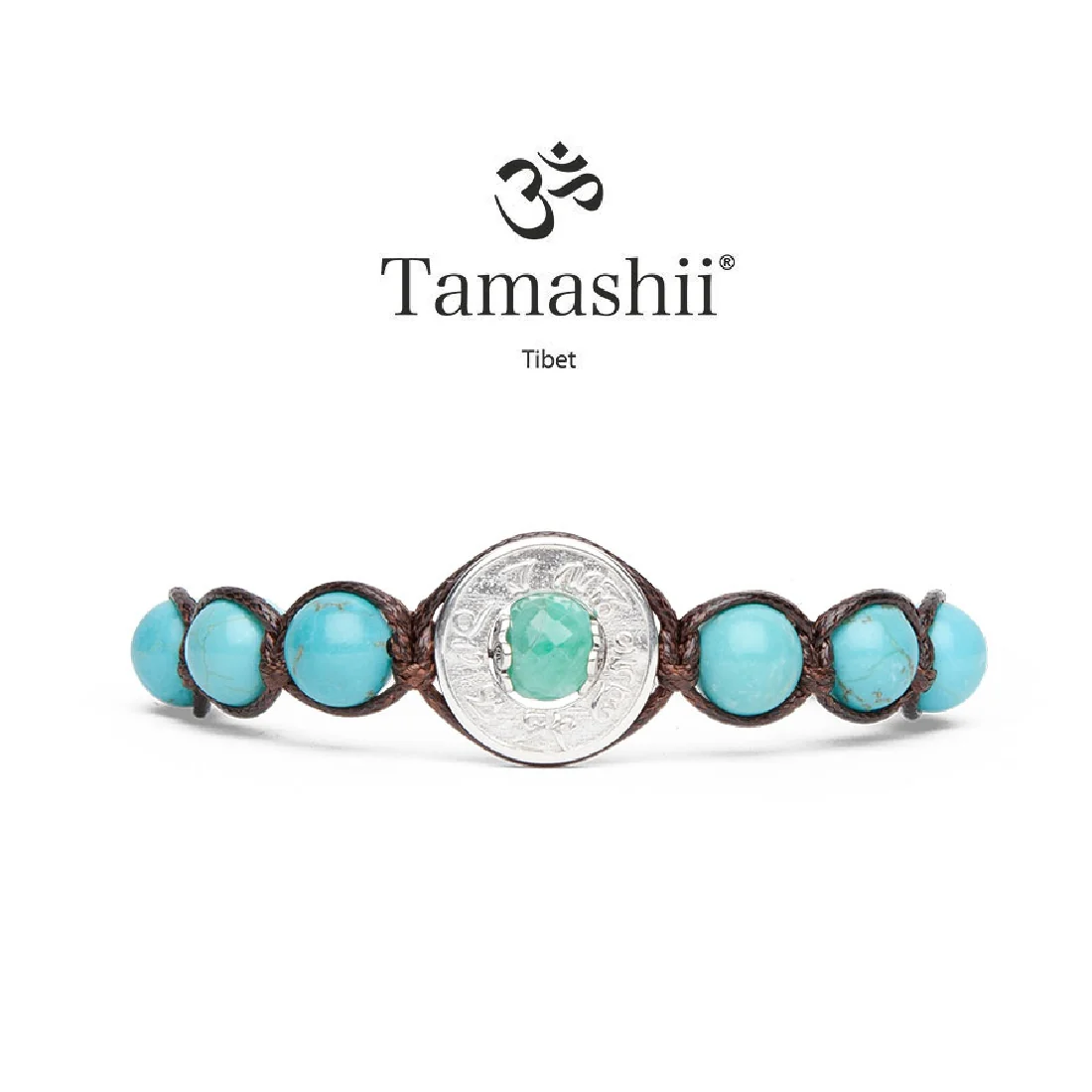 Bracciale Tamashii ruota della preghiera Smeraldo e Turchese BHS339-7E