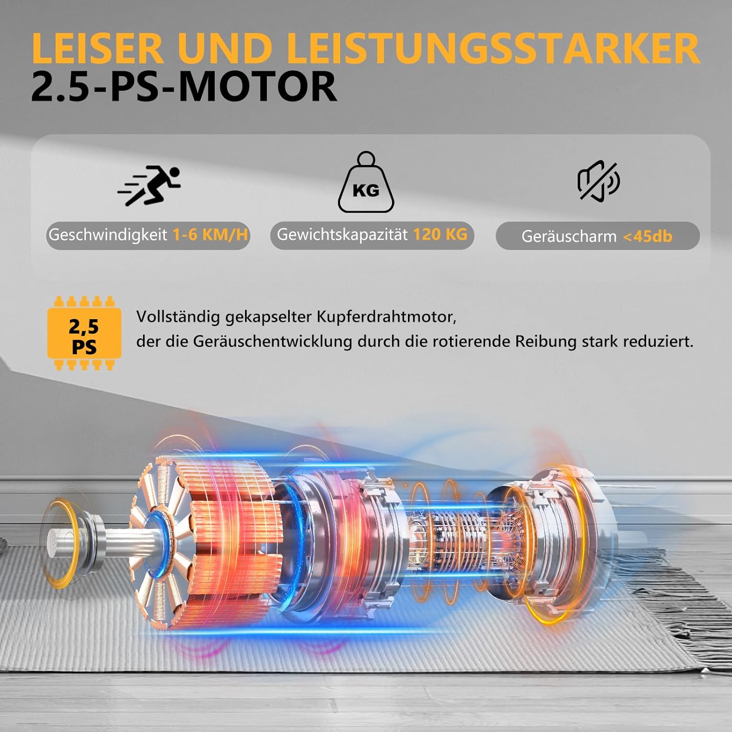 Laufband für Zuhause-AIRHOT, 2,5 PS Walking Pad, Untertisch-Laufband mit Fernbedienung und LED-Anzeige, maximale Geschwindigkeit von 6 km/h BZW. 12 km/h. Kompaktes Laufband für zuhause oder das Büro