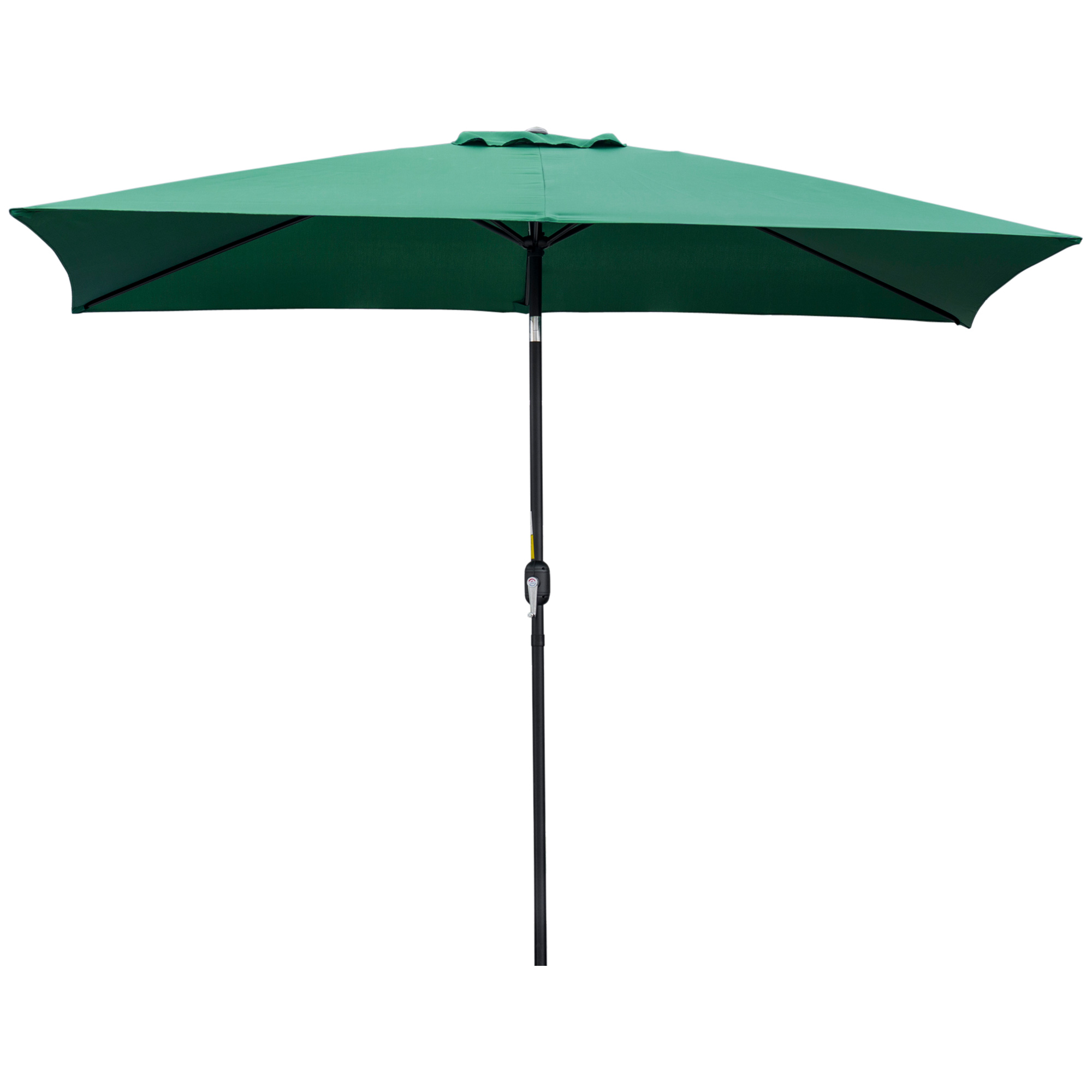 Outsunny Neigbarer rechteckiger Sonnenschirm aus Aluminium Polyester Hochdichte 3 x 2 m Grün