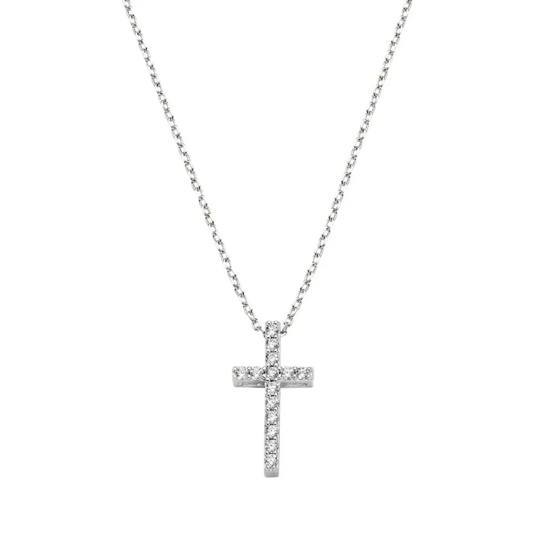 Collana Amen croce media pendente con zirconi bianchi CLCRLUBBZ1