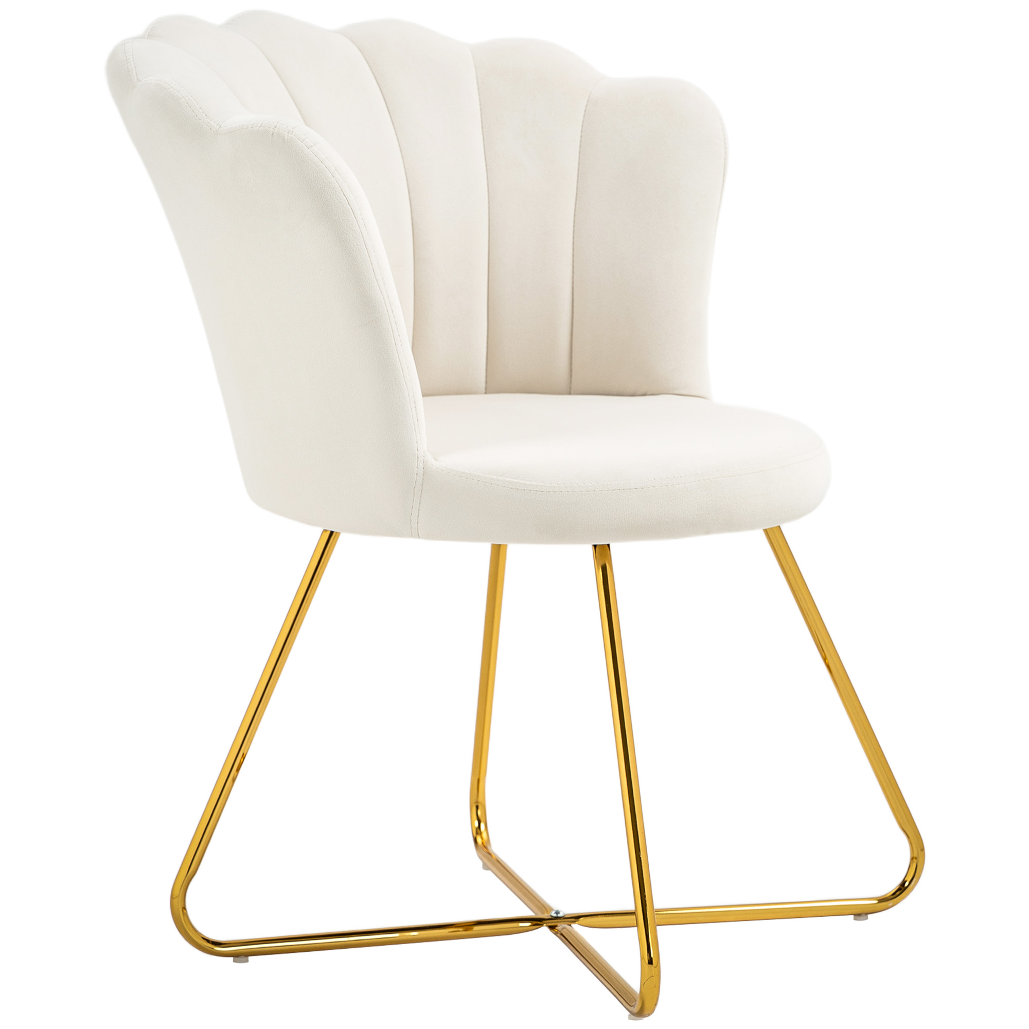 Muschelförmiger HOMCOM Frisierstuhl Samtsessel für Salon und Schlafzimmer 69 x 64 x 80 cm Creme