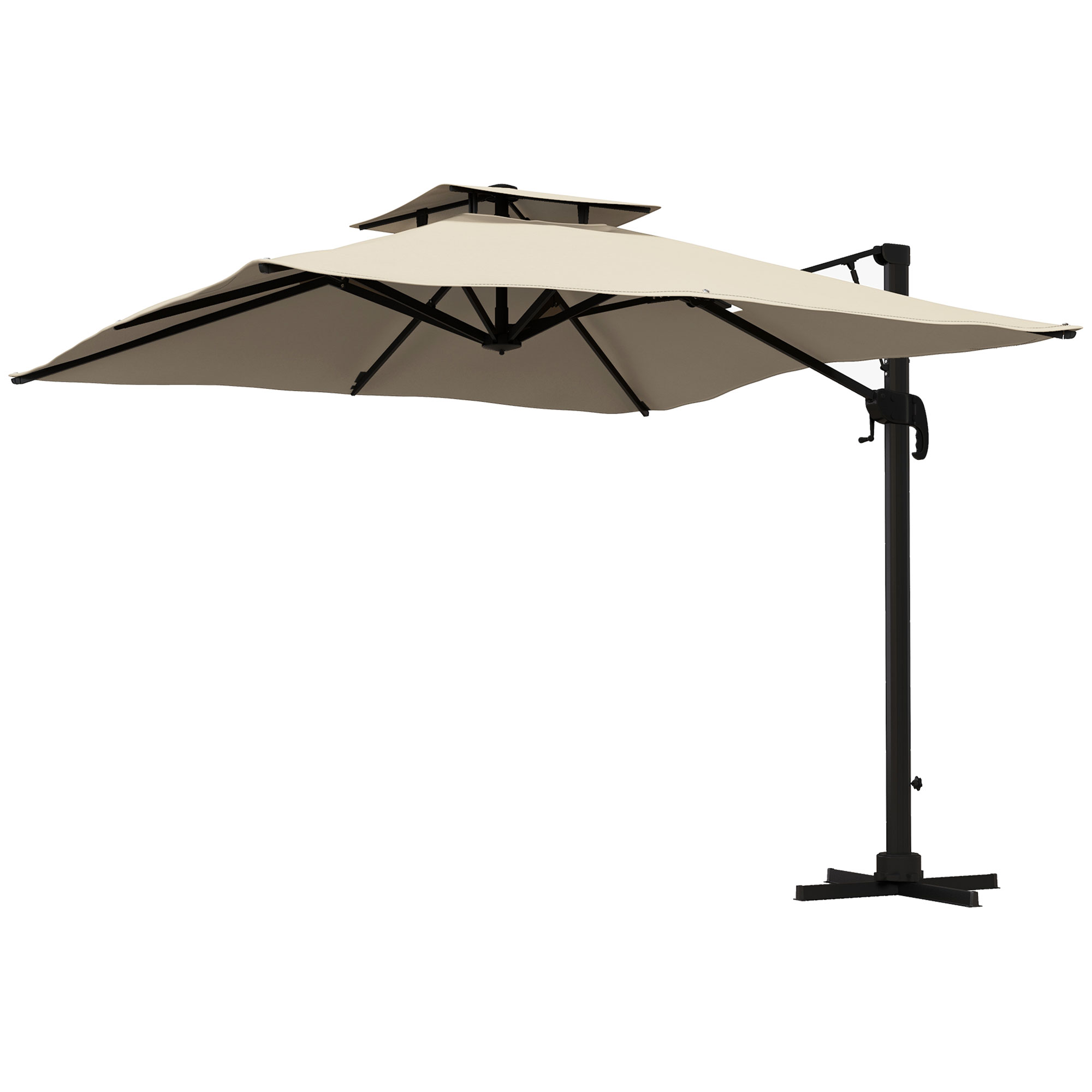 Zweefparasol 2.94x2.94, Aluminium, Khaki
