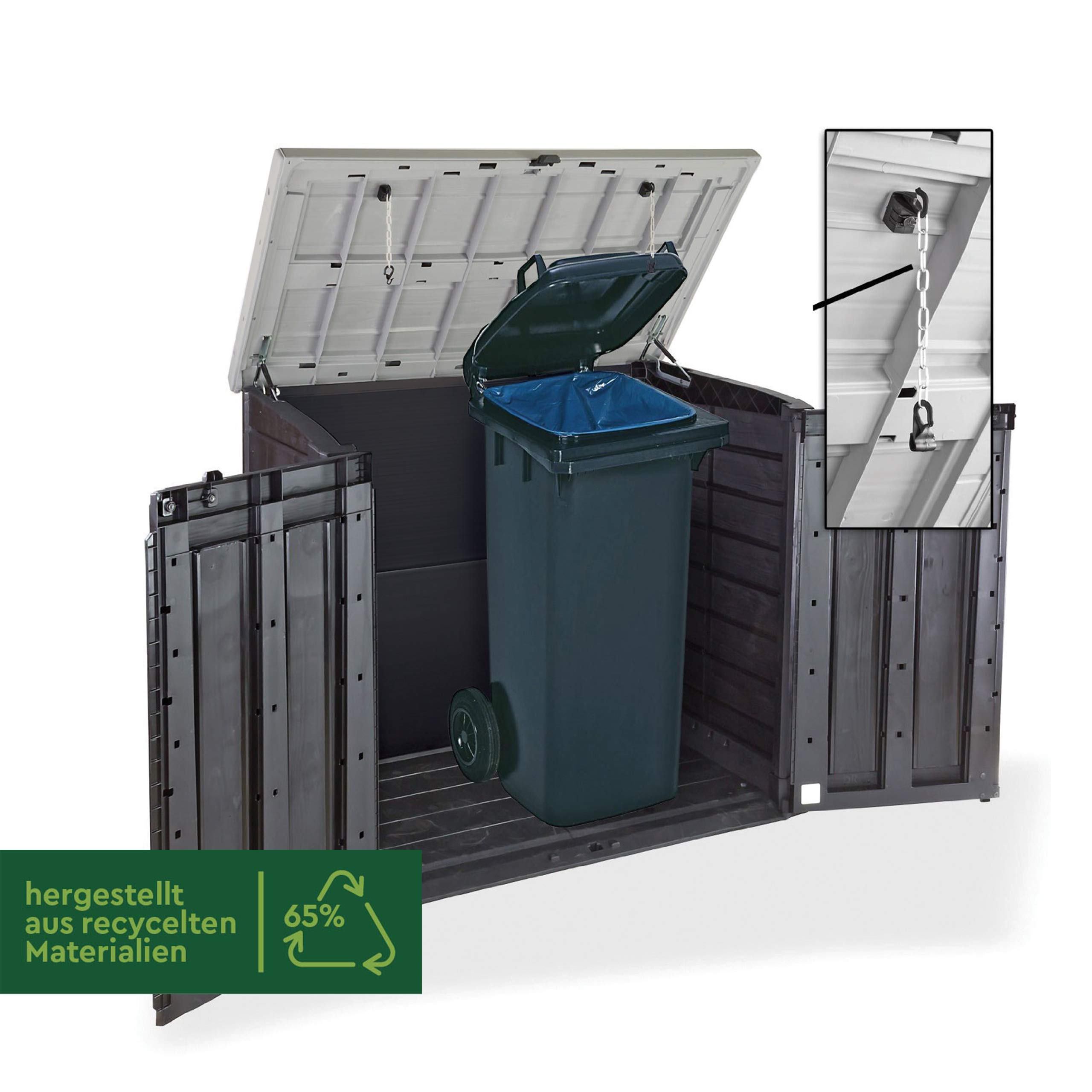 Keter Store it Out Max Mülltonnenbox 17199416 Schwarz 1200 L für 2x 240 L Tonnen wetterfest