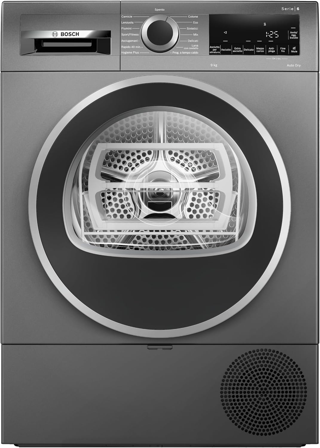 Bosch WQG243DRII Serie 6 Asciugatrice pompa calore 9kg Antracite Classe C