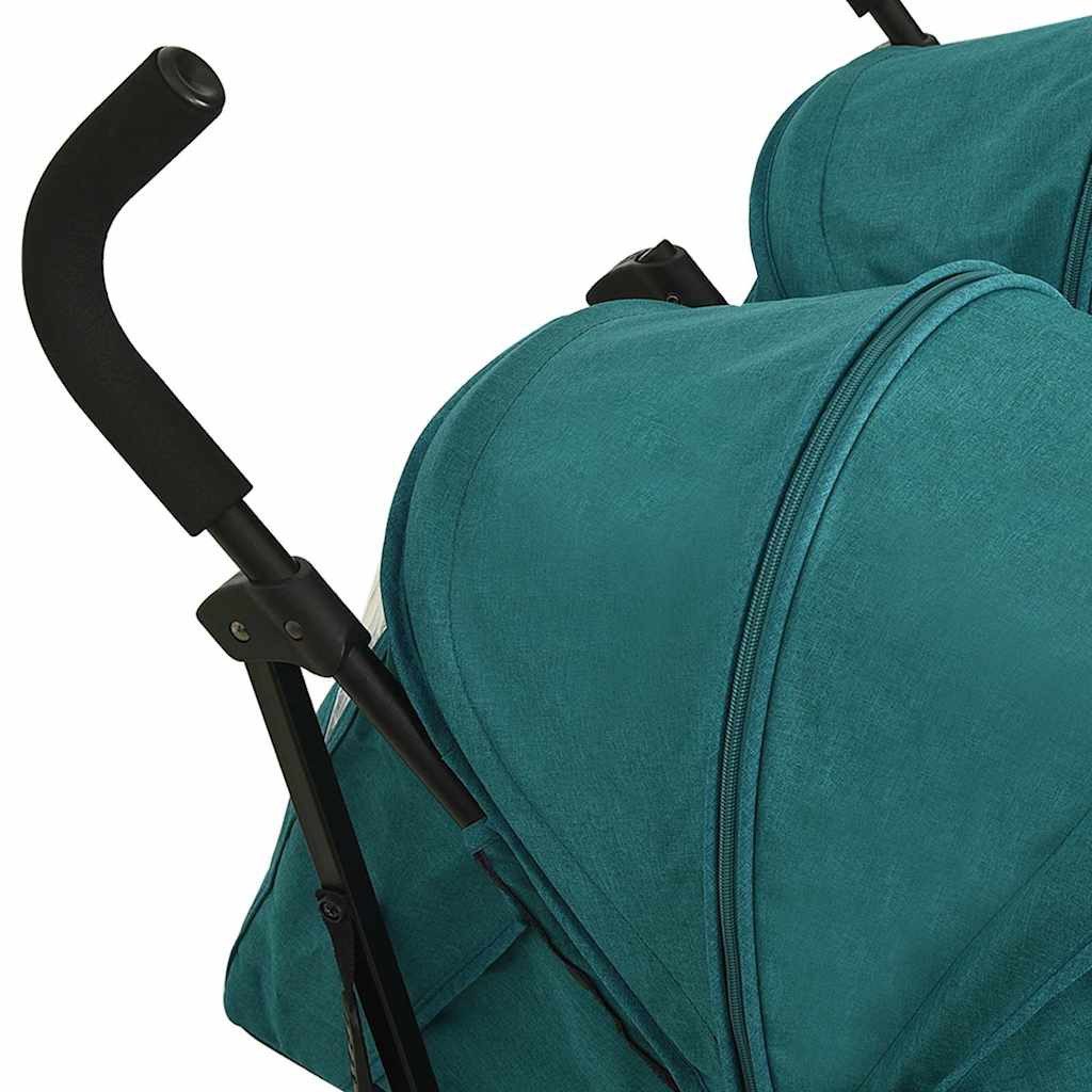 Kinder-Buggy Geschwisterwagen Grün Stahl