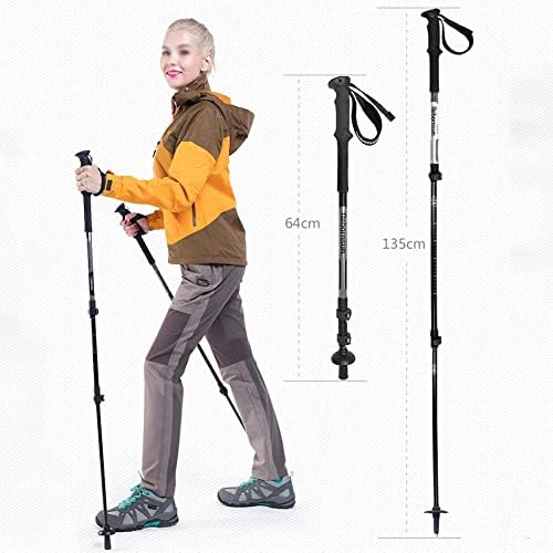RajoNN SilteD Trekkingstock Outer Lock Carbon Teleskopischer ultraleichter dreiteiliger Carbonfaser-Gehstock Offroad-Gehkrücke (Farbe: Rot)