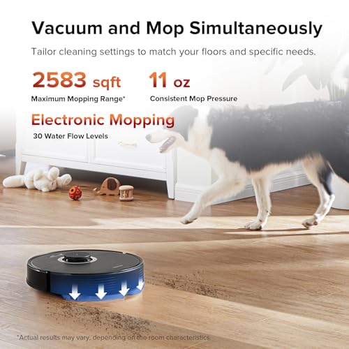 roborock Q7 Max Robot Vacuum and Mop, 30 Level Adjustable Water Flow, 4200Pa Suction, PreciSense LiDAR Navigation, No Go & No Mop Zones, 3D Mapping, App & Voice Control, Ideal for Pet Hair