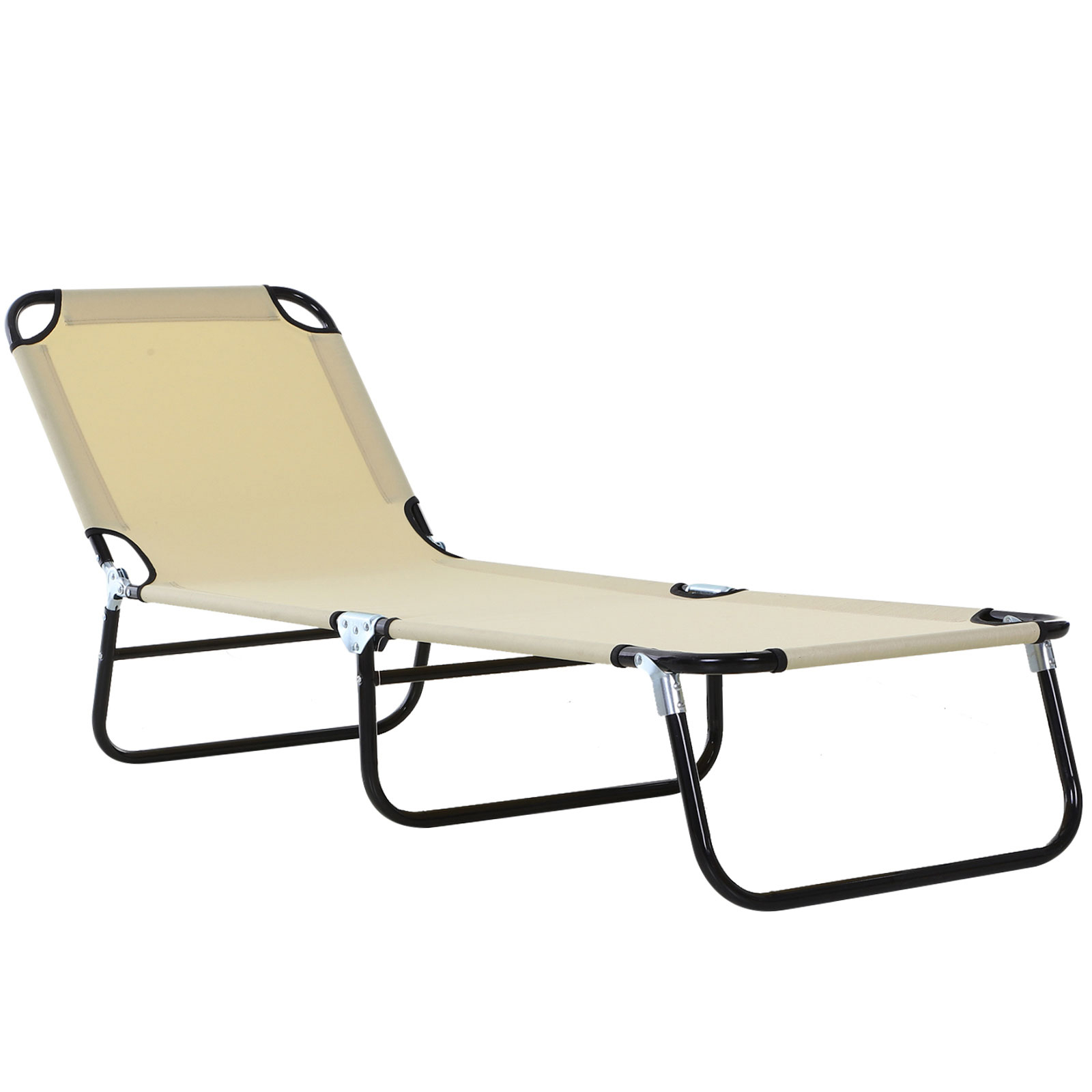 Outsunny Sonnenliege, 5-fach verstellbare Rückenlehne, schnelltrocknend, Metallrahmen, 190 x 56 x 28 cm, Creme