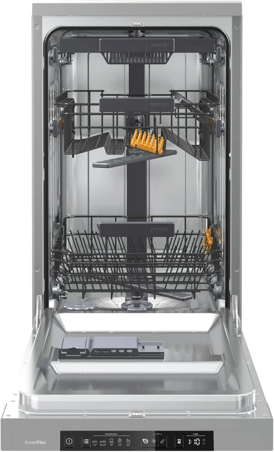 Gorenje GS 541D10 X Freistehender Geschirrspüler / SuperSilent / 11 Maßgedecke / 5 Programme / Programmanzeige / TotalDry / Silber, 45 cm breit