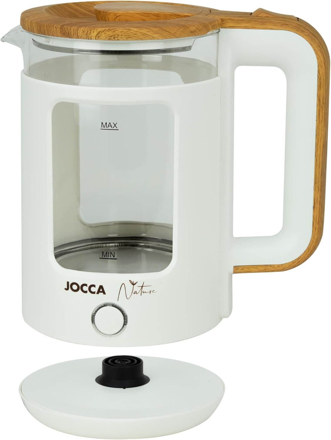 Wasserkocher JOCCA Elektrischer Wasserkocher 1,8L, Nature-Line Weiss, 360° Basis