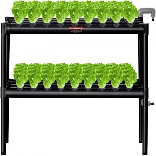 VEVOR Hydrokultur-Anbausystem, 72 Standorte, 2 Schichten, dunkelgraue PVC-Rohre, Hydrokultur-Anbauset mit Wasserpumpe, Timer, Körben und Schwämmen für Obst, Gemüse, Kräuter