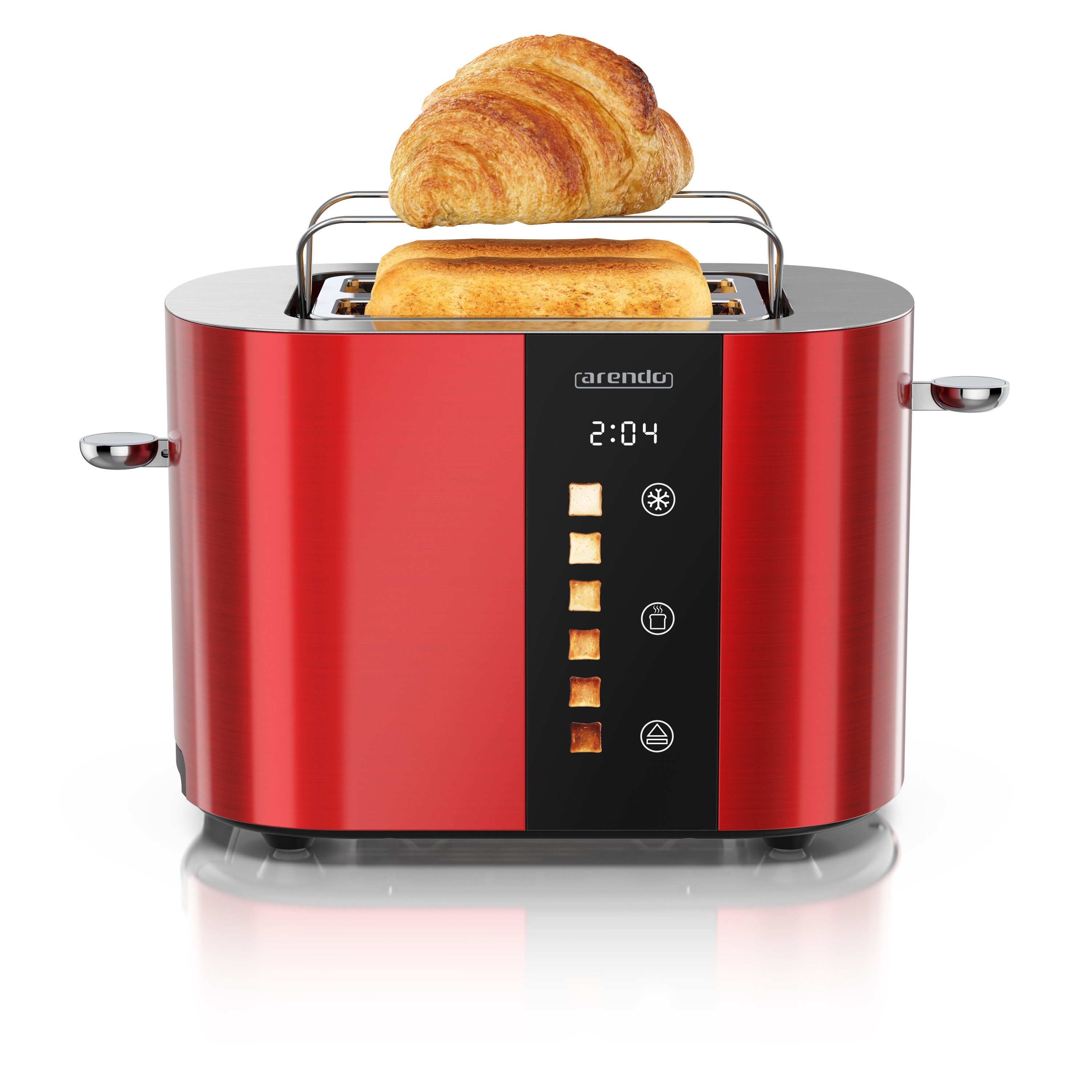 Toaster Edelstahl, Kurzschlitz, Touch Display, Restzeit & Bräunungsgradanzeige