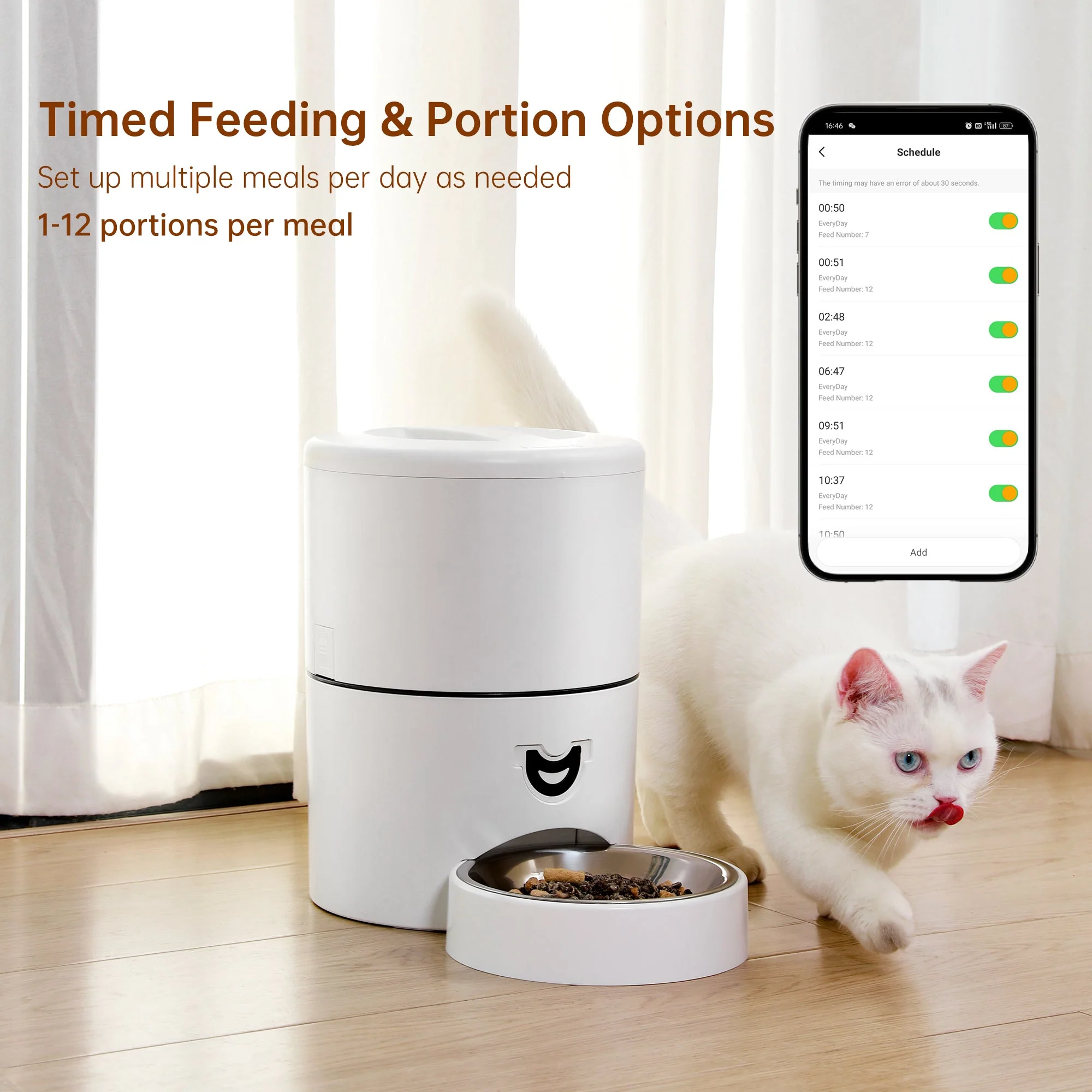 4L Automatic Pet Feeder �C App-Controlled with Scheduling & Battery Backup