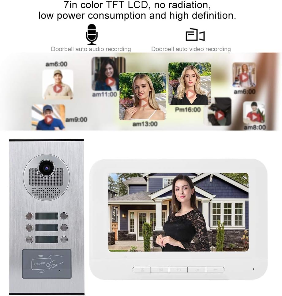 Cosiki Video Citofono, Citofono 5 Fili Universale, Campanello Citofono Kit Videocitofono Campanello Video 5 Appartamenti per Casa Videocitofono Smart Citofono Condominiale