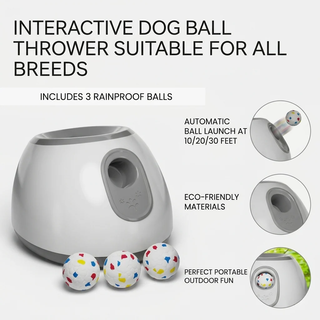 Automatic Dog Ball Launcher �C 3 Distance Settings, Auto-Launch & US Plug Included