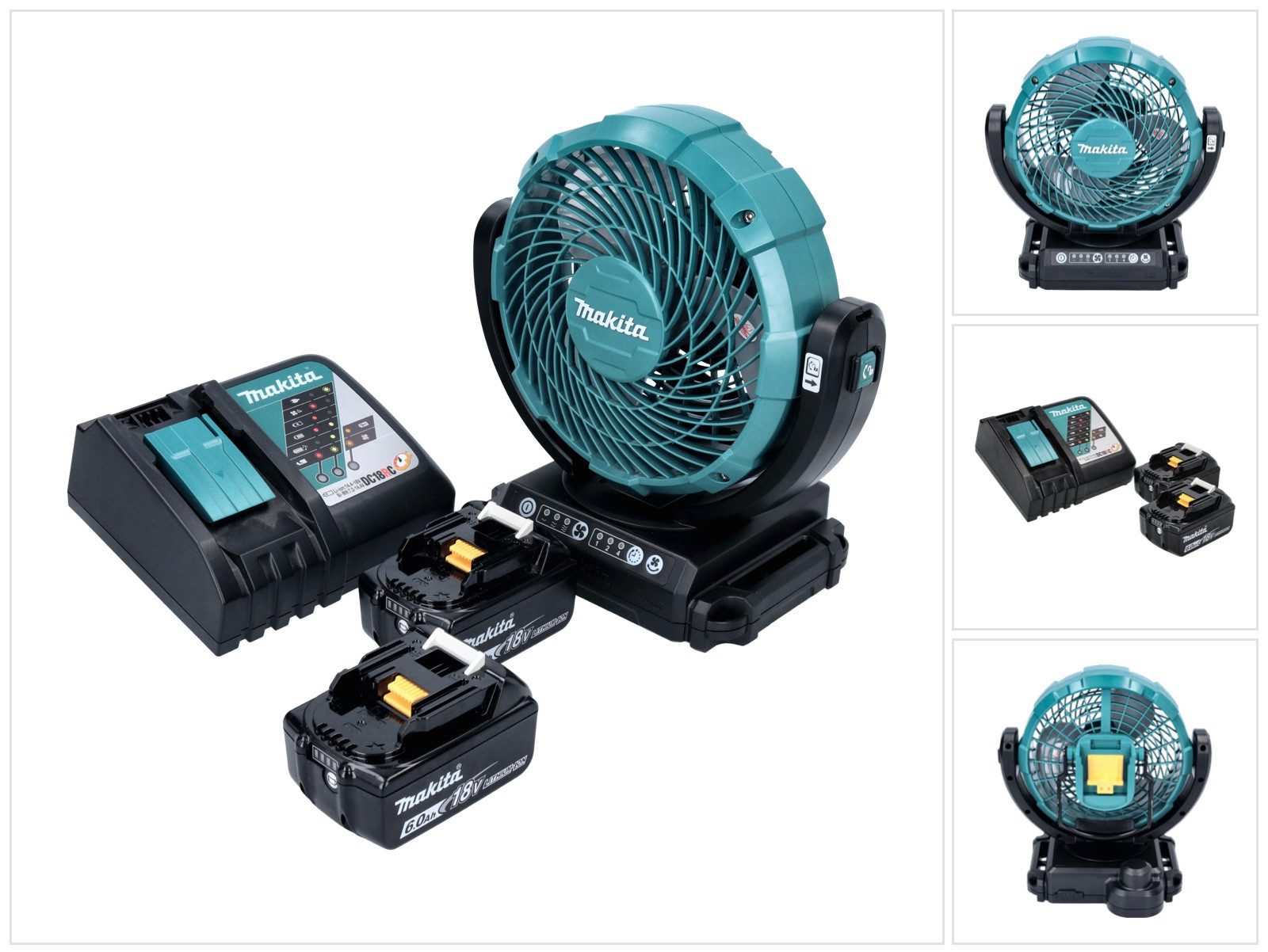 Akku-Standventilator DCF 102 RG Akku Ventilator Lüfter 18 V 18 cm + 2x Akku 6,0 Ah + Ladeg