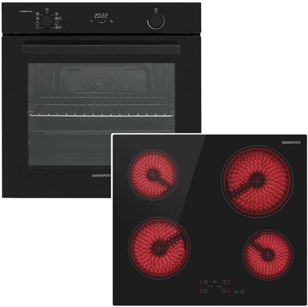 Backofen-Set 78L Pyrolyse SoftClose AntiFingerprint Glaskeramik Kochfeld Timer