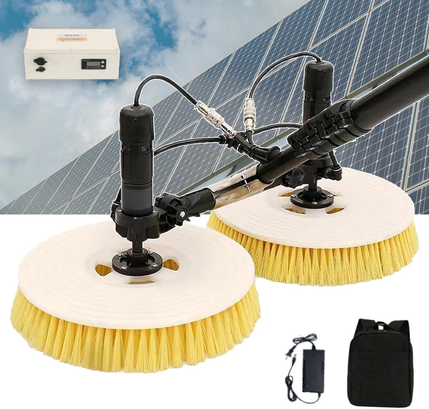 7.5 M Doppelt Rotierender Bürstenkopf, Solar-Photovoltaik-Panel-Reinigungsmaschine, Multifunktionale Telescopic Washing Brush, Pv Anlage Reinigung Set