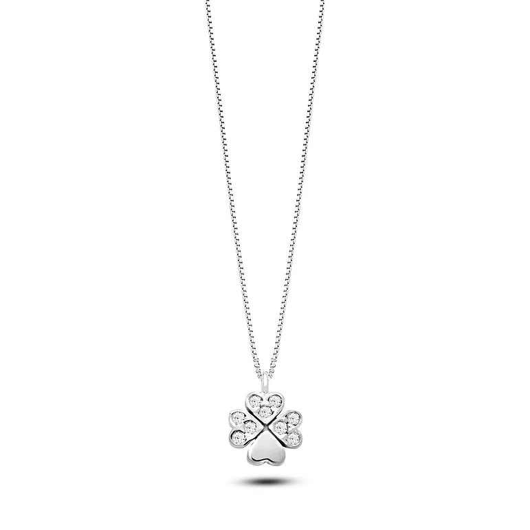 Collana Ambrosia Gioielli Quadrifoglio in oro bianco 18kt -  AGZ 312
