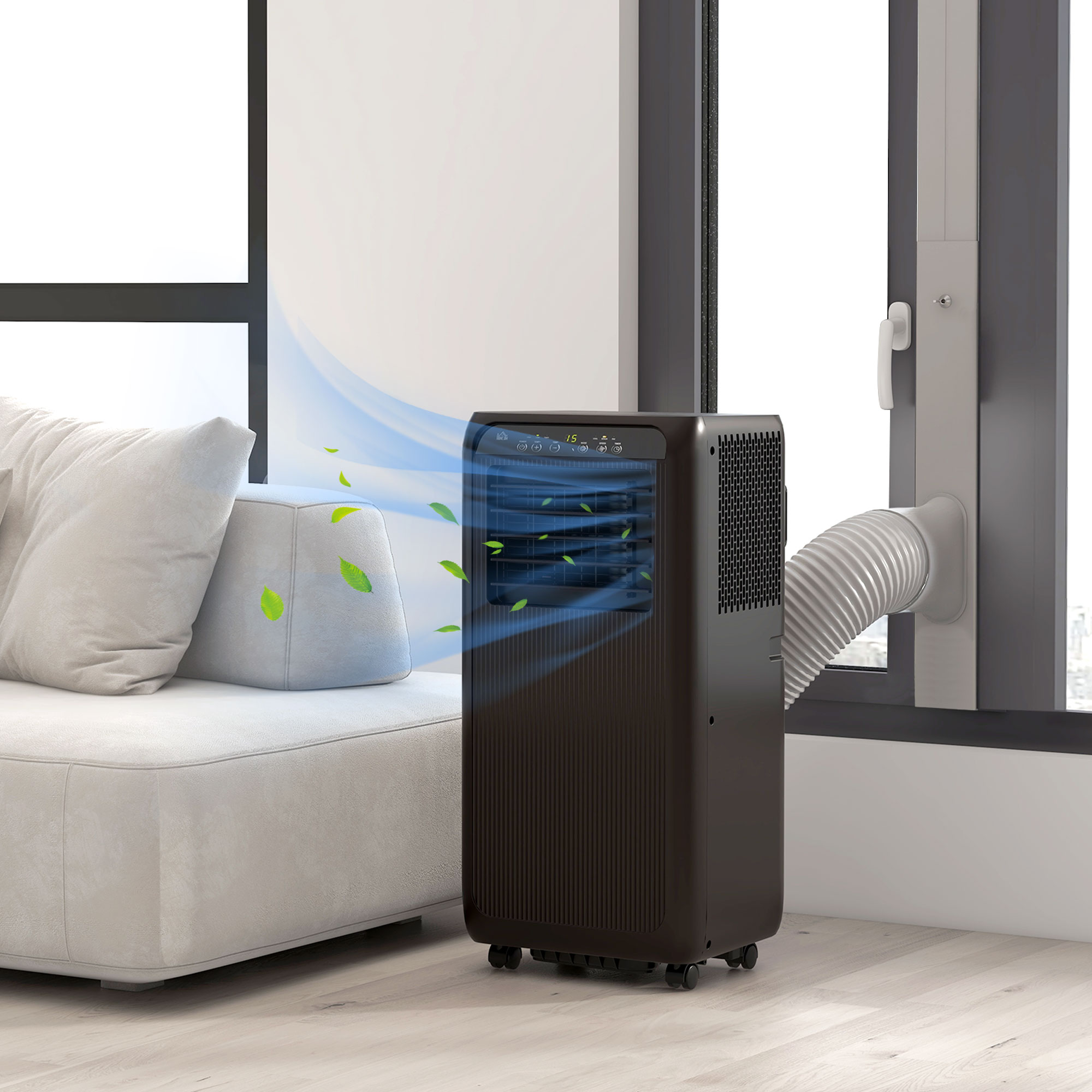 Mobiele Airconditioner Mini Airco, 24-uurs Timer, 3 Snelheden, 33 x 28 x 68,5 cm, Zwart