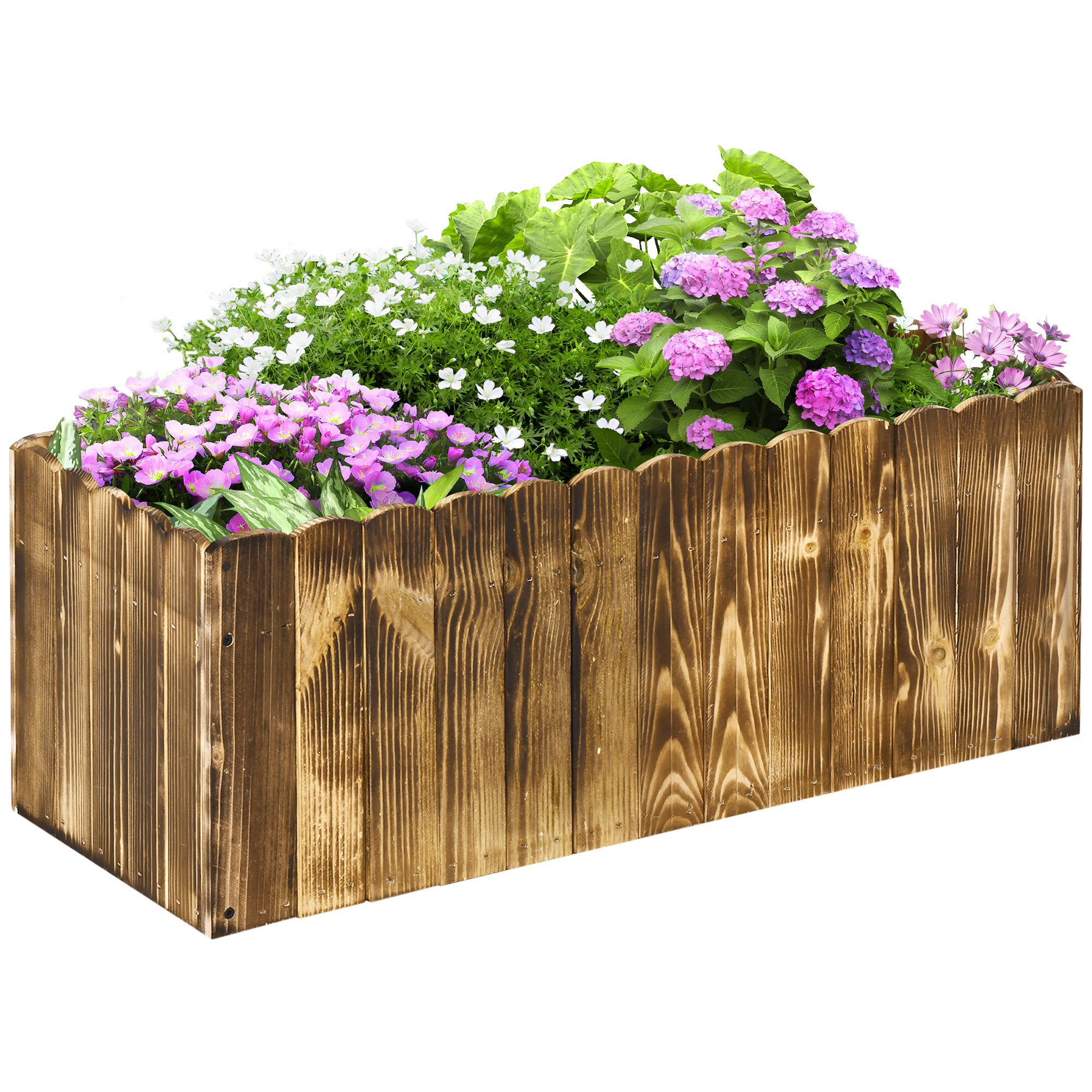 Outsunny Hochbeet Pflanzkasten Kräuterbeet Pflanzbeet Gemüse Blumenbeet Blumenkasten Tannenholz 80 x 33 x 30 cm
