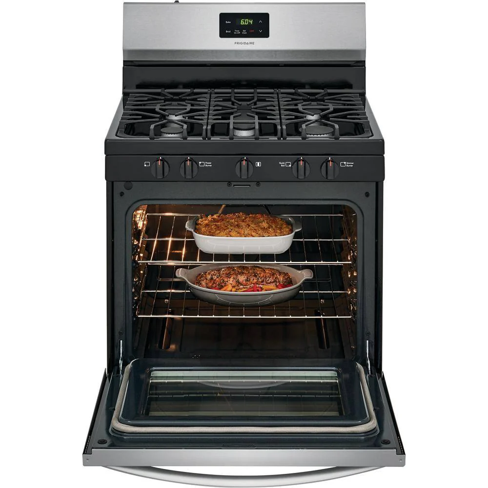 Frigidaire 30 in. 5 Burner Freestanding Gas Range in Stainless Steel FCRG3052AS