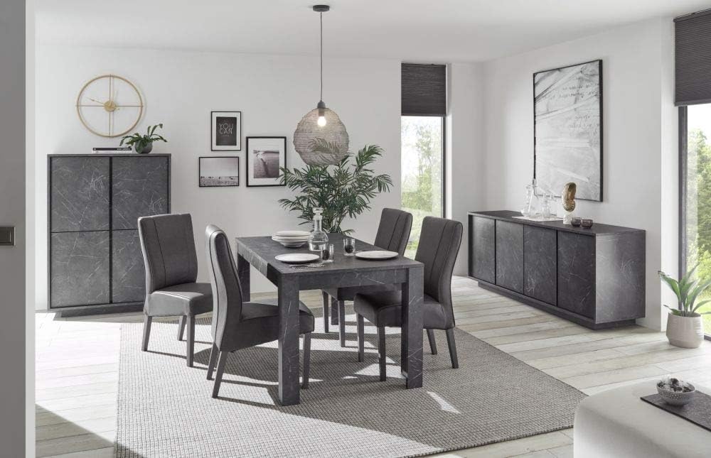 Web Convenienza Madia con 4 Ante Made in Italy – Credenza Contenitore Collezione Carrara per Soggiorno Cucina Ingresso Sala da Pranzo Mobile Design moderno originale Marmo Nero