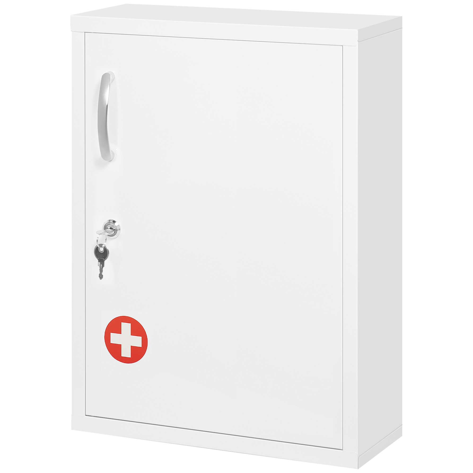 kleankin Medicijnkast, 3 Compartimenten, Afsluitbaar, met Receptenvak, Stevig Stalen Behuizing, Wit, 40 x 15 x 53,5 cm
