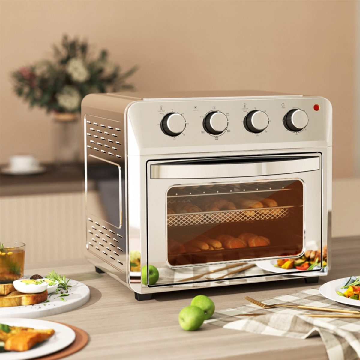 Minibackofen Minibackofen mit Umluft und 6 Heizmodi 24L Heißluftfritteuse