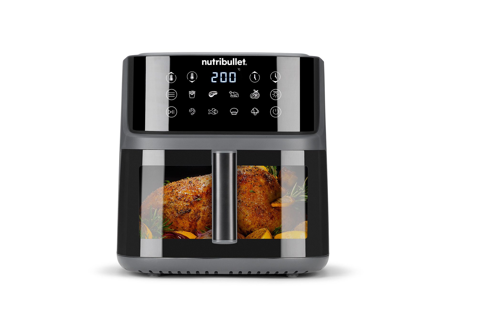 Heißluftfritteuse CrispLite Vision 8L Air Fryer, PFAS-frei, 80–200°C, Grau